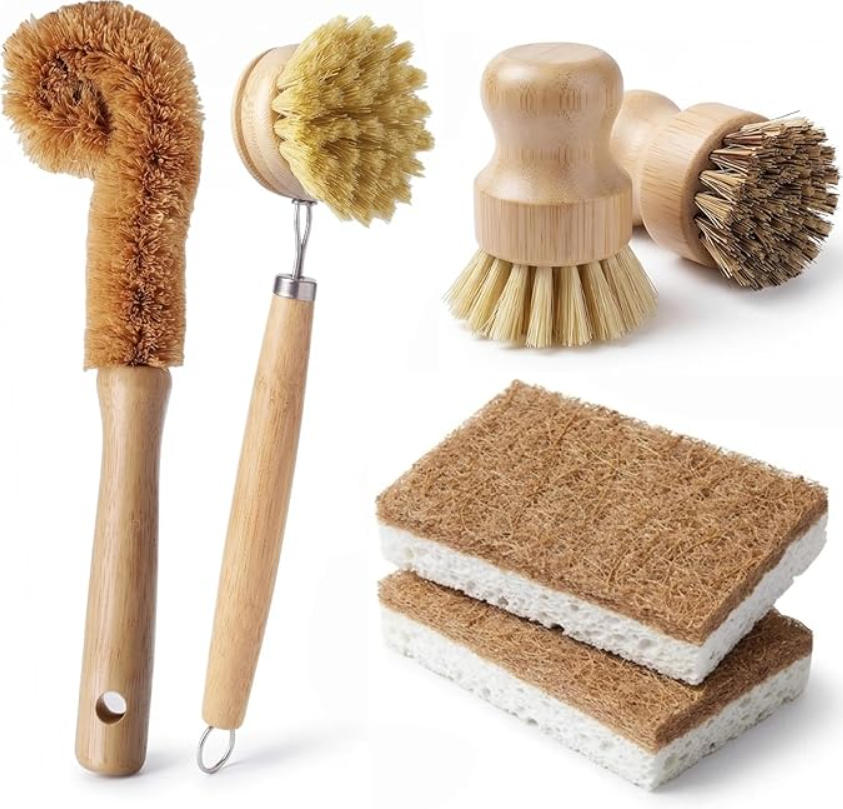 Substrate Coconut Fiber - 6 PCS Set Sikat Piring Bambu